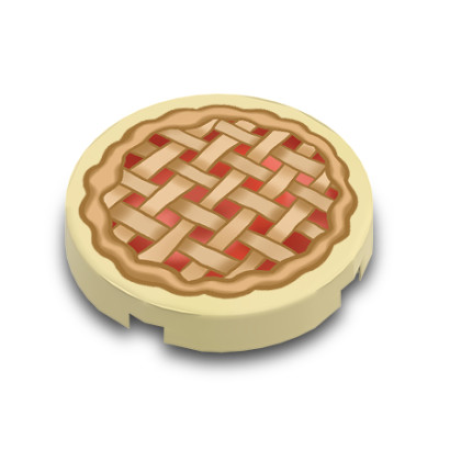 Rustic Pie gedruckt auf flachem, glattem Lego® 2x2 Stein – Tan