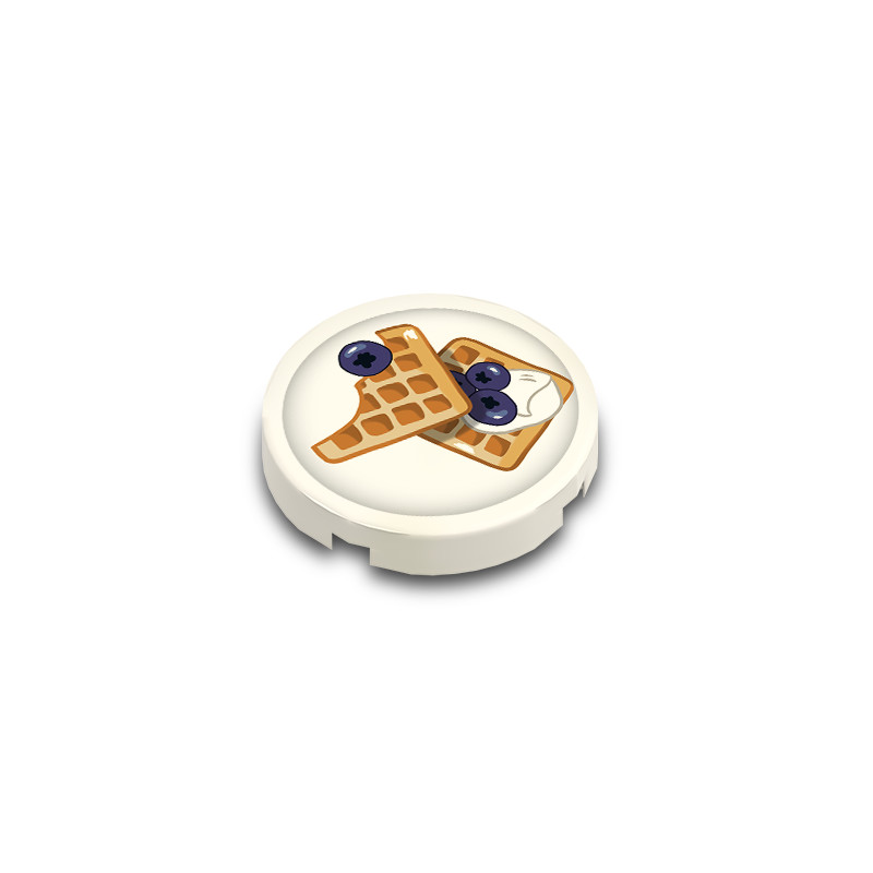 Placa de waffle impresa en ladrillo plano liso Lego® 2x2 - Blanco
