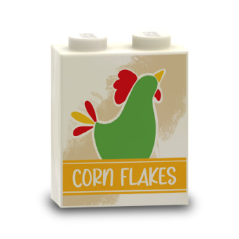 Boites Céréales Corn Flakes imprimée sur Brique Lego® 1X2X2 - Blanc