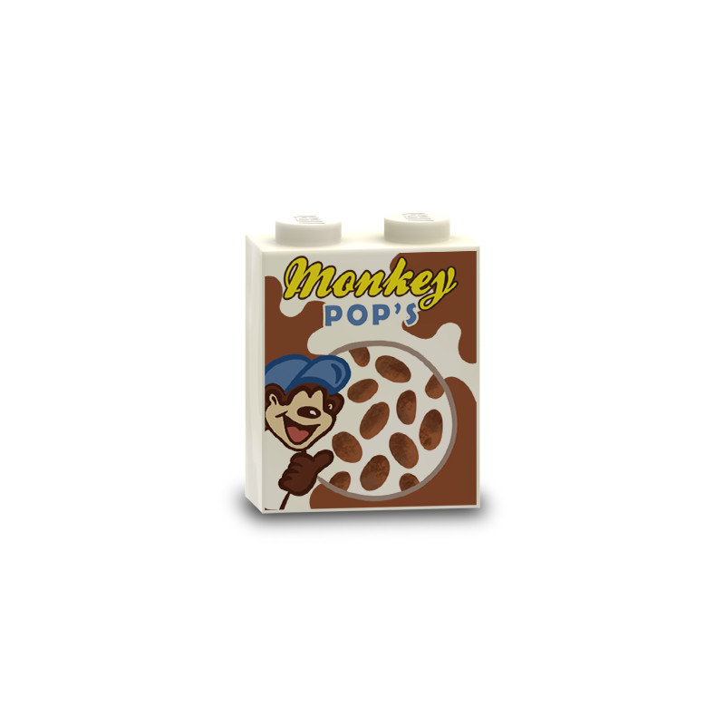Boite de Céréales imprimée sur Brique Lego® 1X2X2 - Blanc