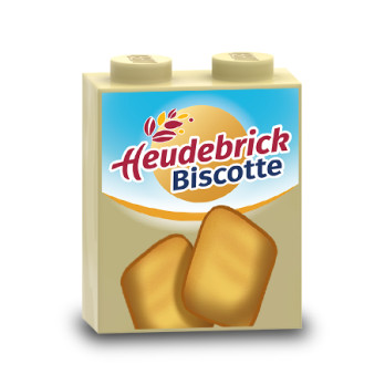 Paquet de Biscotte "Heudebrick" imprimé sur Brique Lego® 1X2X2