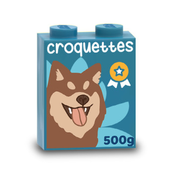 Paquet de Croquette pour chien imprimé sur Brique Lego® 1X2X2