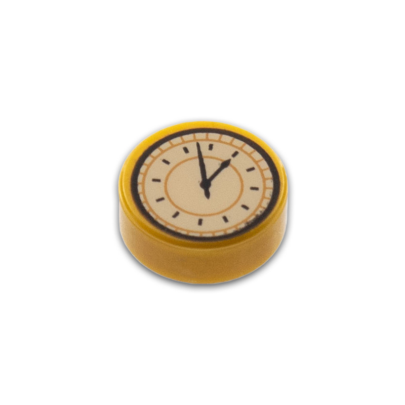 LEGO 6372427 CLOCK PRINTED ON TILE 1x1 - WARM GOLD