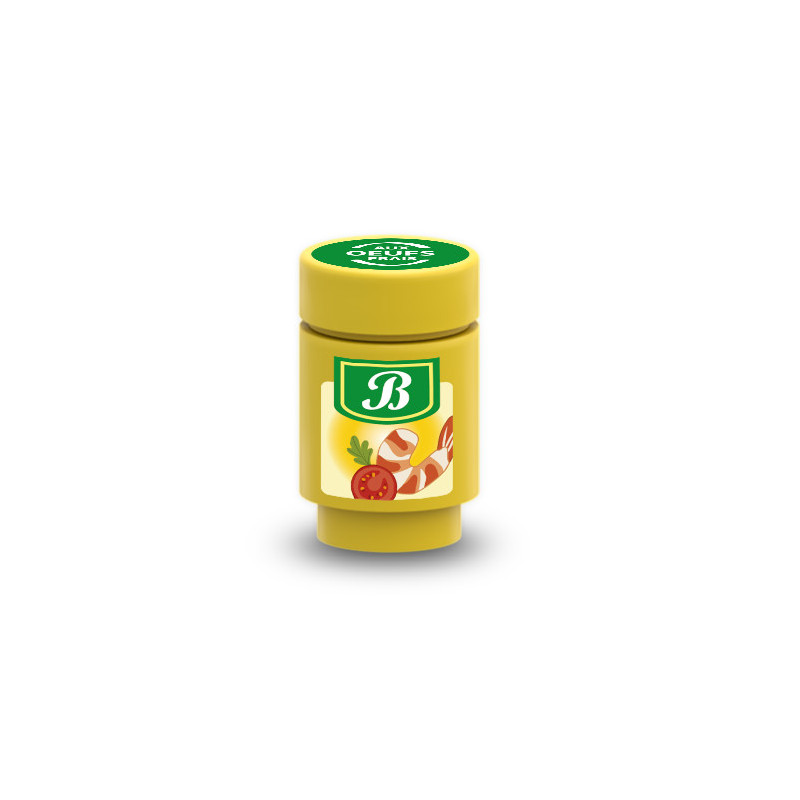 Pot de mayonnaise imprimé sur Brique Lego® 1X1 - Jaune