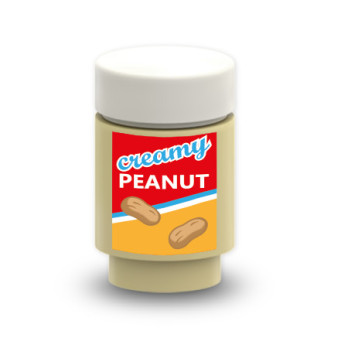 Jar of Peanut Butter "creamy Peanut" printed on Lego® brick 1X1 - Tan