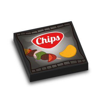 Paquet de chips Barbecue imprimé sur Brique Lego® 2X2