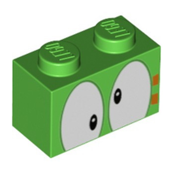 LEGO 6407820 BRIQUE 1X2, IMPRIME OEIL SUPER MARIO - BRIGHT GREEN
