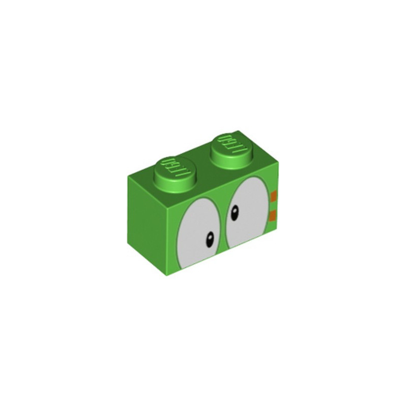 LEGO 6407820 BRIQUE 1X2, IMPRIME OEIL SUPER MARIO - BRIGHT GREEN