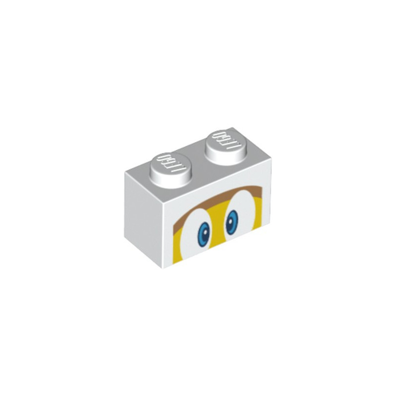LEGO 6382139 BRIQUE 1X2, IMPRIME OEIL SUPER MARIO - BLANC