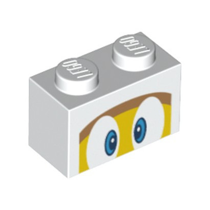 LEGO 6382139 BRIQUE 1X2, IMPRIME OEIL SUPER MARIO - BLANC
