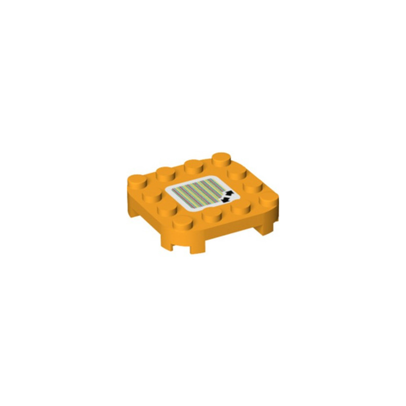 LEGO 6407410 FLAT TILE 4X4 ROUNDED, PRINTED - FLAME YELLOWISH ORANGE