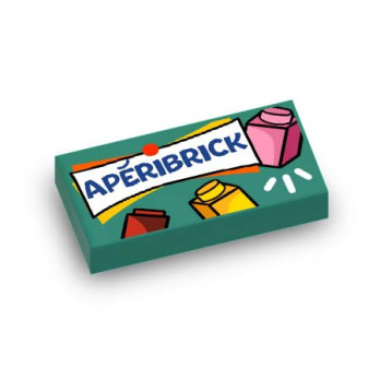 "Apéribrick" box printed on 1x2 Lego® Brick - Bright Bluegreen