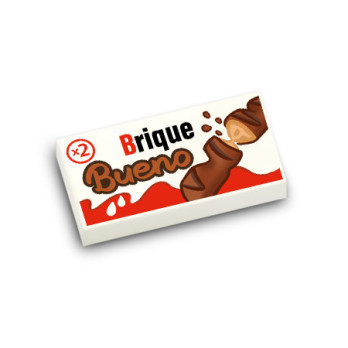 Paquet de chocolat "Brique Bueno" imprimé sur Brique 1x2 Lego® - Blanc