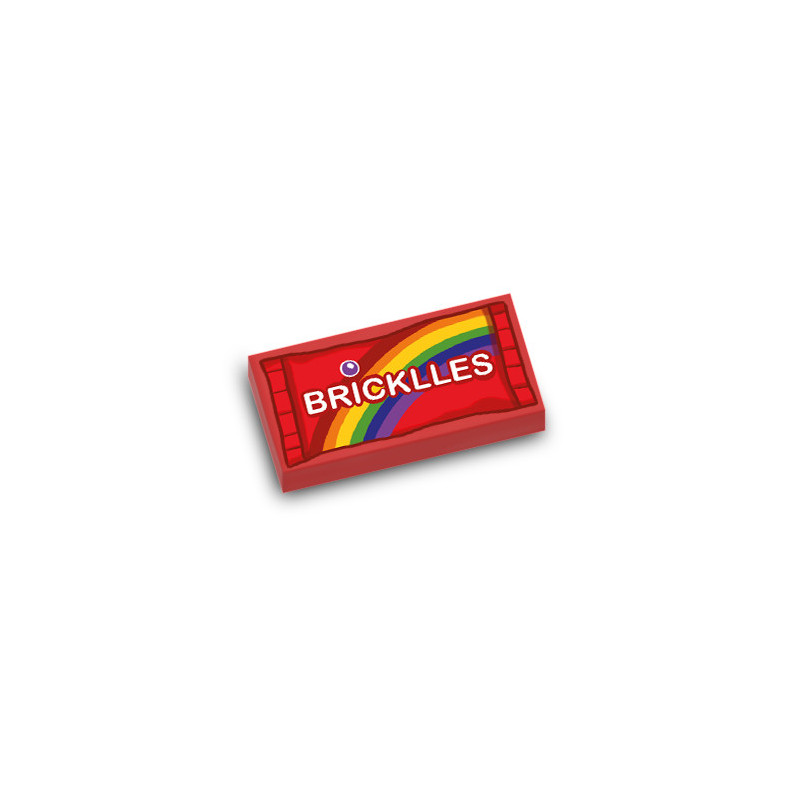 Packet of "Bricklles" candies printed on Lego® Brick 1X2 - Red