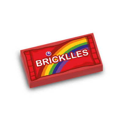 Paquet de bonbons "Bricklles" imprimé sur Brique Lego® 1X2 - Rouge