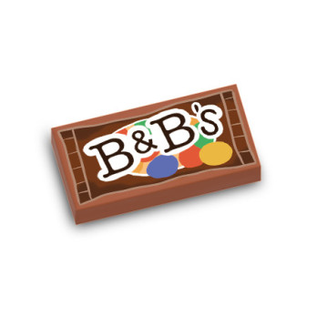 Confectionery package "B&B'S" printed on 1x2 Lego® Brick - Dark Orange