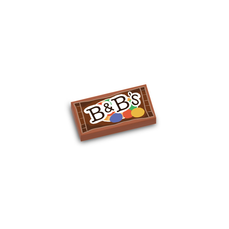 Paquet de confiserie "B&B'S" imprimé sur Brique 1x2 Lego® - Dark Orange
