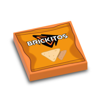 Packet of Brickitos chips printed on Lego® Brick 2X2 - Orange