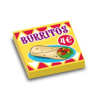 Affiche Burritos imprimée Plate Lego® 2X2 - Jaune