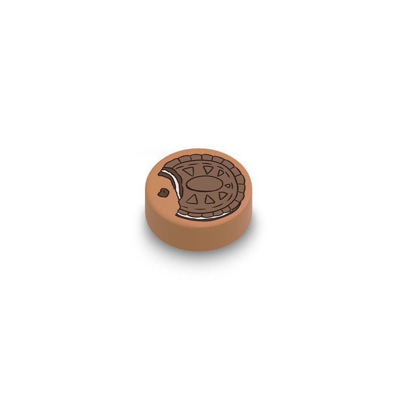 Biscuit Chocolat imprimé sur Brique plate lisse ronde Lego® 1x1 - Medium Nougat