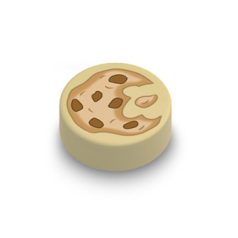 Cookie Vanille imprimé sur Brique plate lisse ronde Lego® 1x1 - Beige