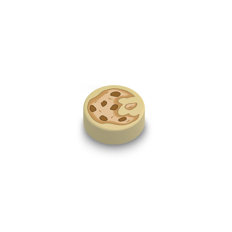Vanilla Cookie printed on 1x1 flat round tile Lego® - Tan