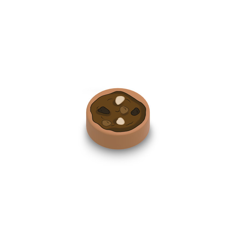 Cookie 3 Chocolats imprimé sur Brique plate lisse ronde Lego® 1x1 - Medium Nougat