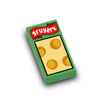 Packet of Swiss cheese printed on 1x2 Lego® Brick - Dark Green