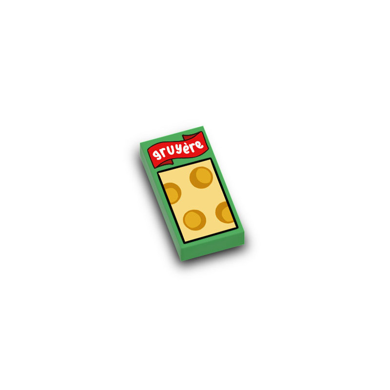 Packet of Swiss cheese printed on 1x2 Lego® Brick - Dark Green