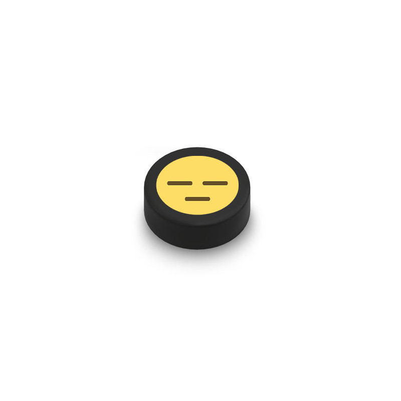 Emoji "Neutre" imprimé sur Brique Lego® 1x1 ronde - Noir