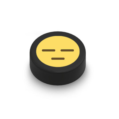 Emoji "Neutral" printed on Lego® Brick 1x1 round - Black