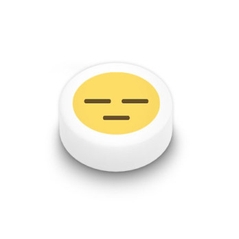 Emoji "Neutre" imprimé sur Brique Lego® 1x1 ronde - Blanc