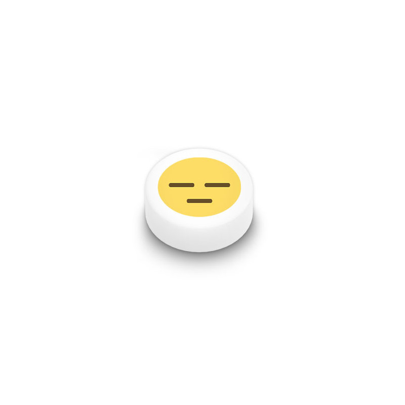Emoji "Neutre" imprimé sur Brique Lego® 1x1 ronde - Blanc