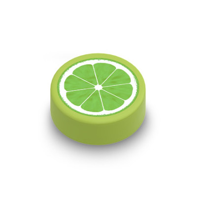 Rondelle de citron vert imprimée sur Brique Lego® 1x1