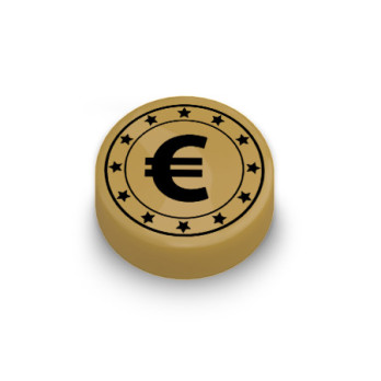 Euro coin printed on 1x1 Lego® warm gold brick