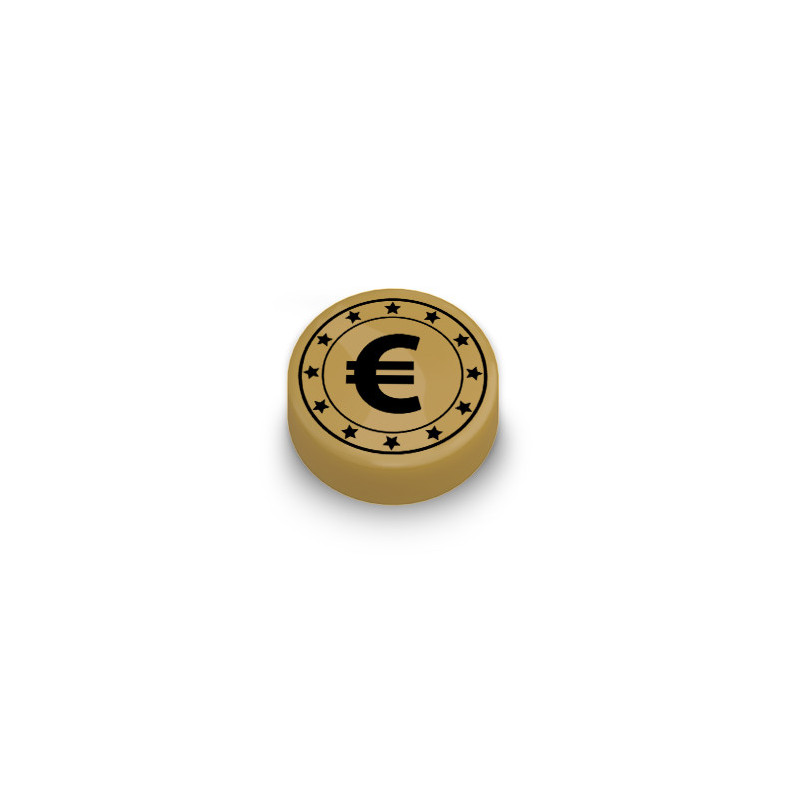 Euro coin printed on 1x1 Lego® warm gold brick