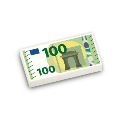 Billet de 100 Euros imprimé sur Brique 1X2 Lego®