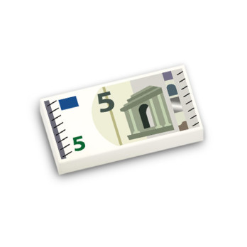 5 Euro banknote printed on 1x2 Lego® Brick - White