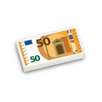 50 Euros banknote printed on 1X2 Lego® Brick - White