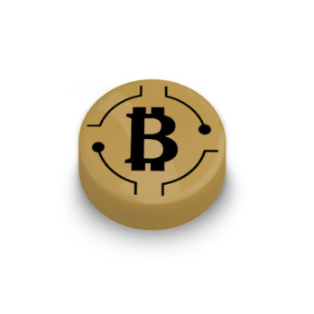 Brikcoin coin printed on Brick 1x1 Lego® warm gold