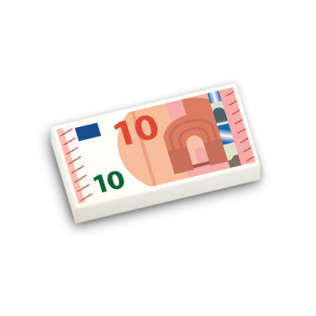 10 Euro banknote printed on 1x2 Lego® Brick - White