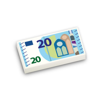20 Euros banknote printed on 1X2 Lego® Brick - White