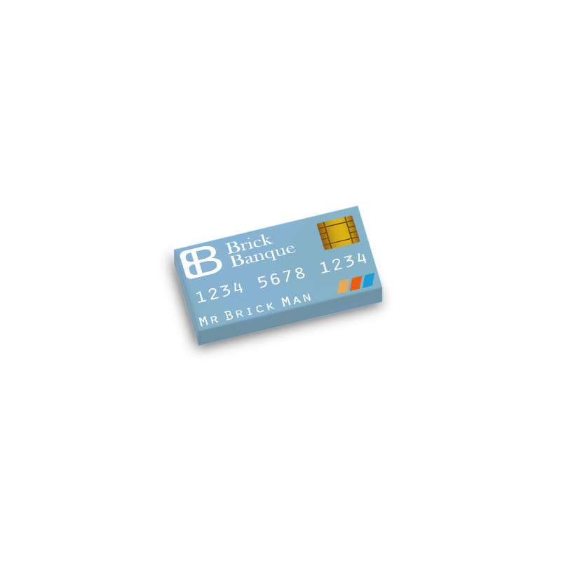 Carte Bancaire imprimée sur Brique 1X2 Lego® - Medium Blue