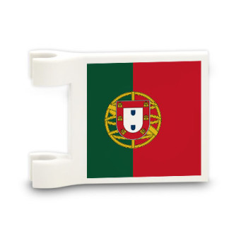 Portuguese flag printed on Lego® Brick 2x2 - White