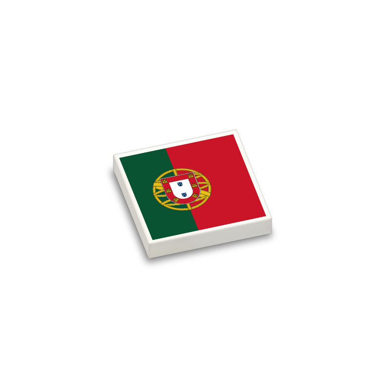 Portuguese flag printed on 2x2 Lego® tile - White