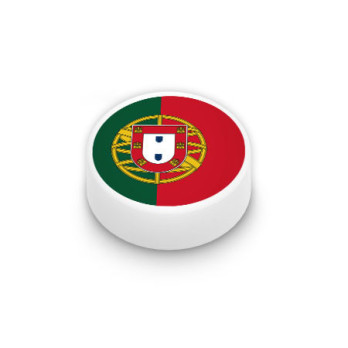 Portuguese flag printed on 1x1 round Lego® brick - White