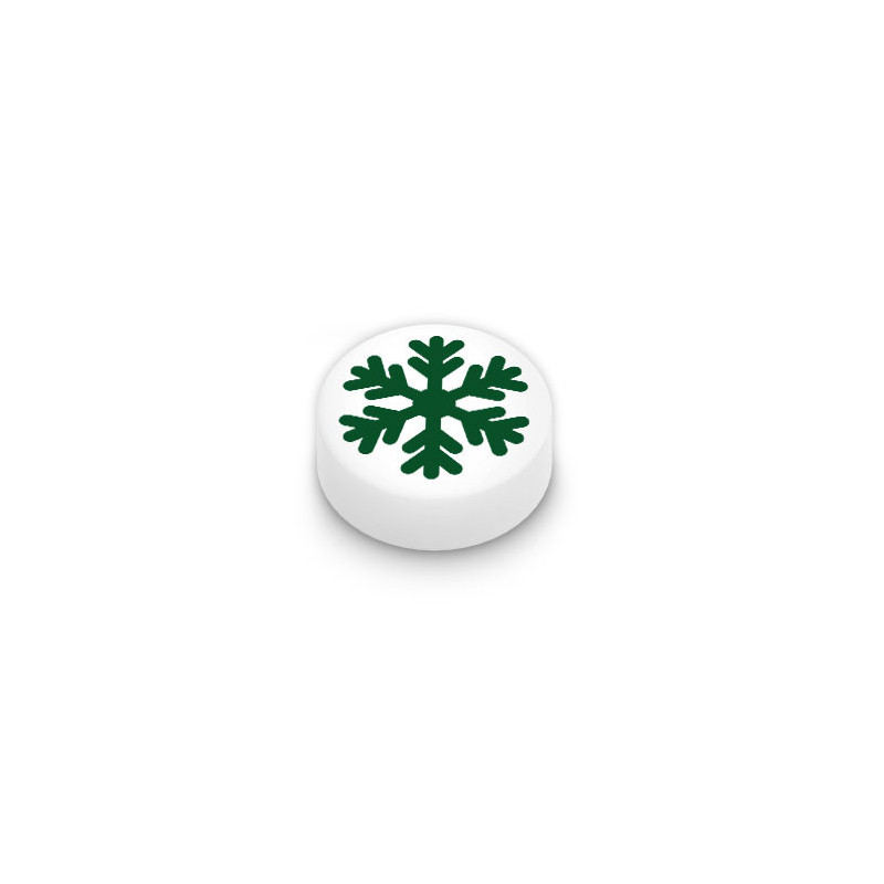Flocon de neige Vert foncé imprimé sur Brique Lego® 1x1