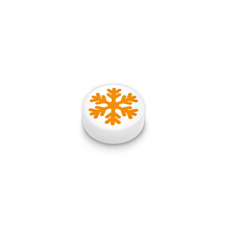Flocon de neige Orange imprimé sur Brique Lego® 1x1