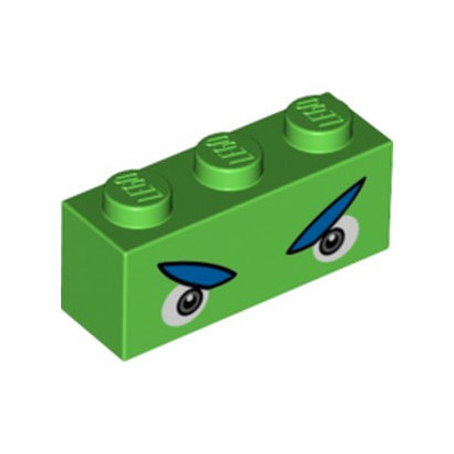 LEGO 6407528 BRICK 1X3, PRINTED - BRIGHT GREEN
