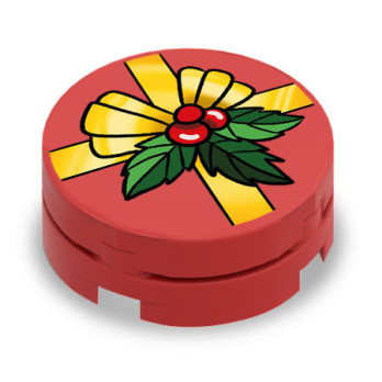 Cadeau imprimé sur Brique 2x2 Rond Lego® - Rouge
